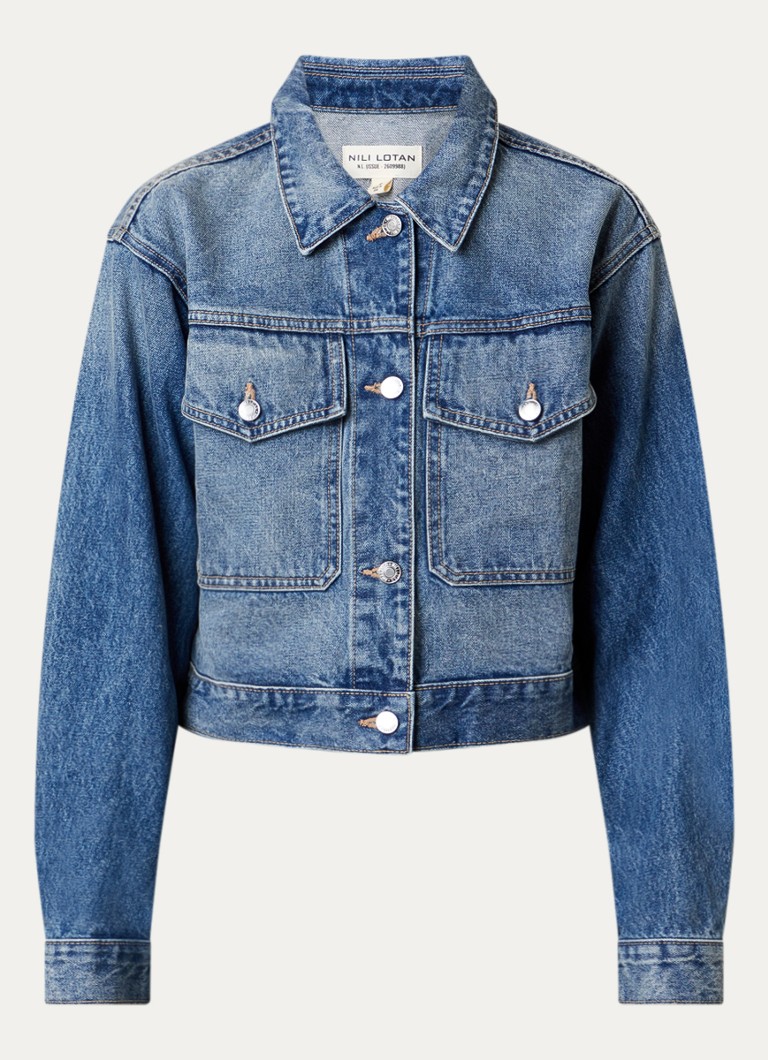 Nili Lotan Dames Clement cropped spijkerjas met klepzakken in de kleur Indigo, maat: M