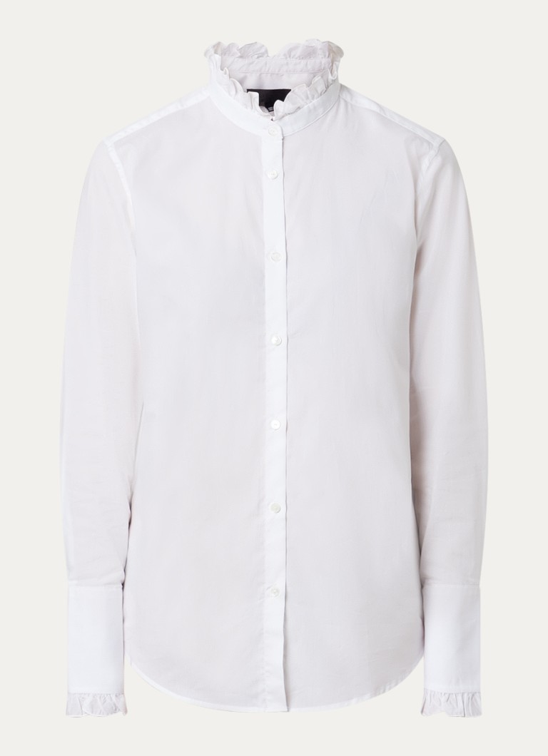 Nili Lotan Dames Elio blouse met opstaande kraag en ruches in de kleur Wit, maat: M