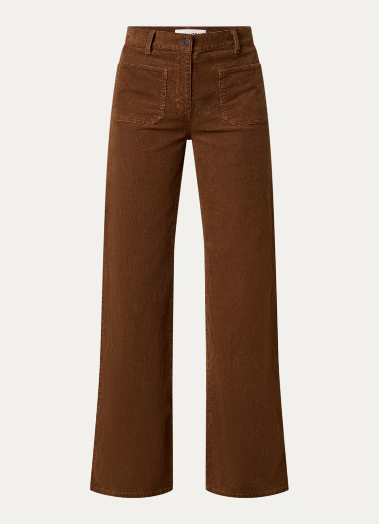 Nili Lotan Dames Florence high waist flared fit broek van corduroy in de kleur Cognac, maat: XS