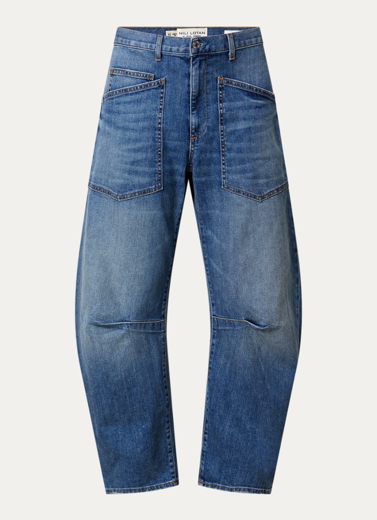 Nili Lotan Dames Shon mid waist balloon jeans met medium wassing in de kleur Indigo, maat: W 30