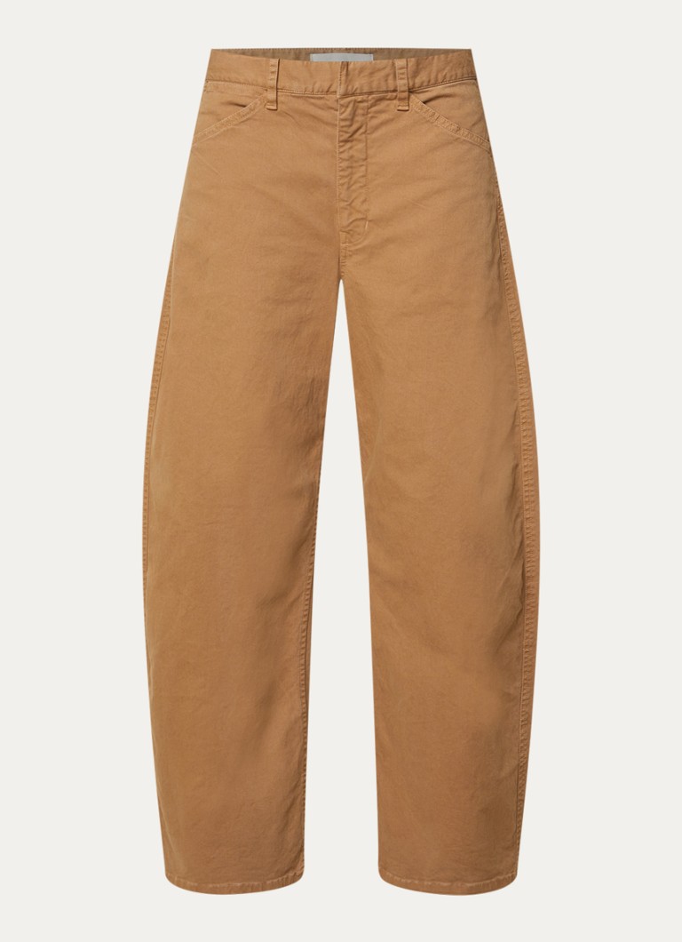 Nili Lotan Dames Tribeca mid waist tapered fit chino met steekzakken in de kleur Camel, maat: XS