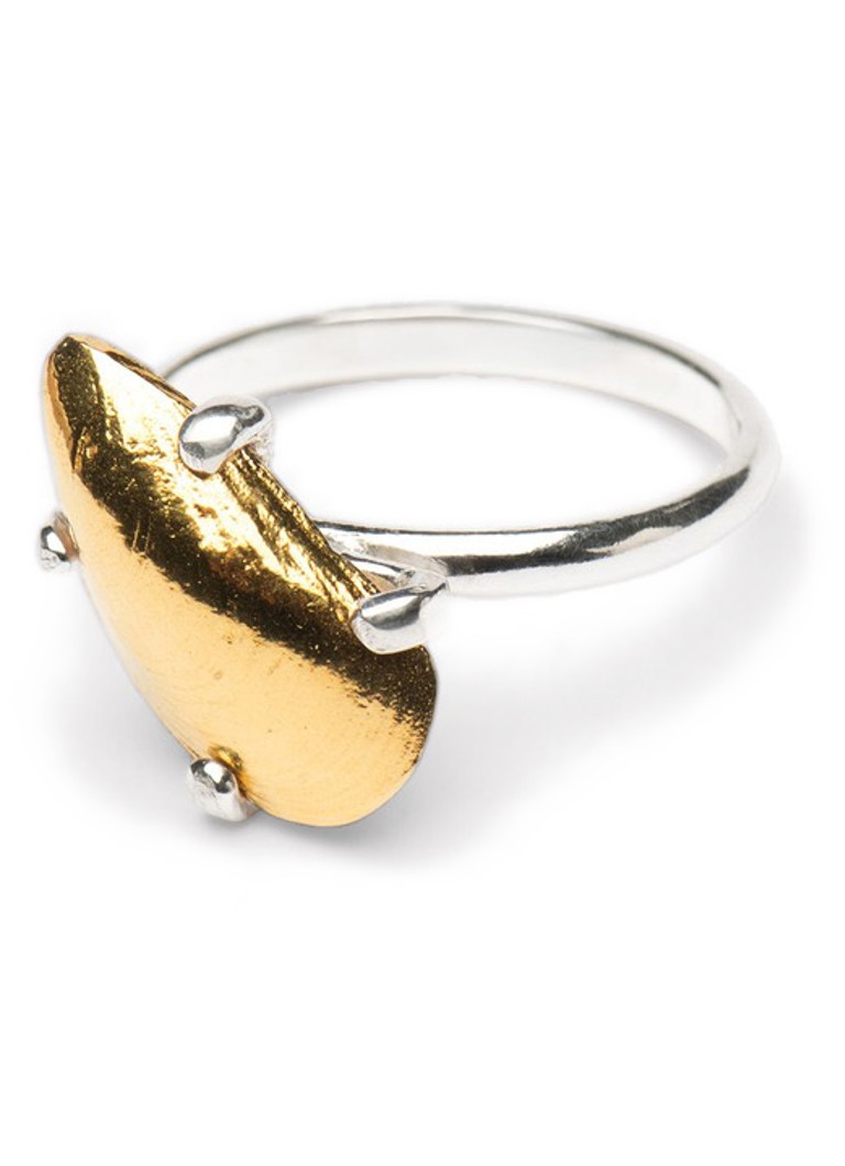 Wouters & Hendrix Dames Small Mussel ring van zilver in de kleur Goud, maat: 56