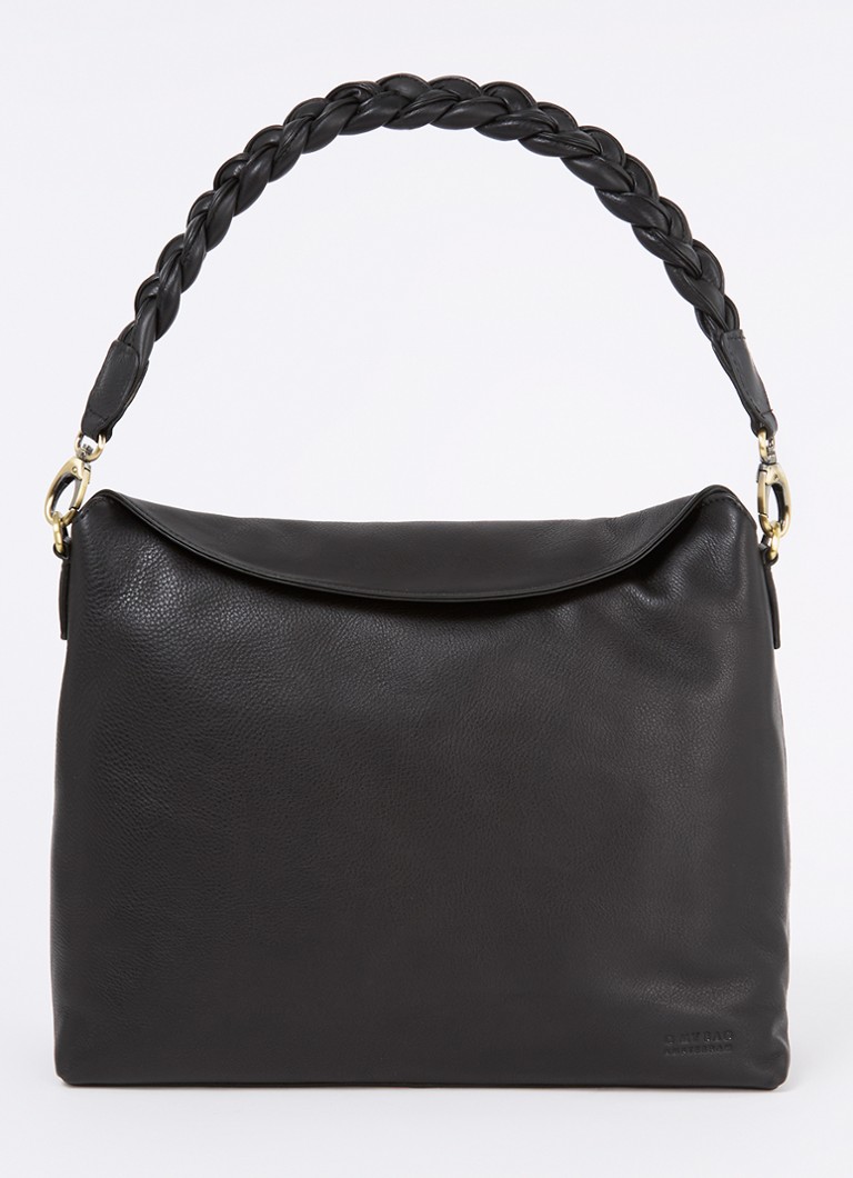 O My Bag Dames Sienna schoudertas van leer met afneembare schouderriem in de kleur Zwart, maat: OS