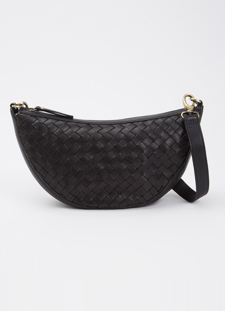 O My Bag Dames Leo schoudertas van leer met afneembare schouderriem in de kleur Zwart, maat: 1SZ