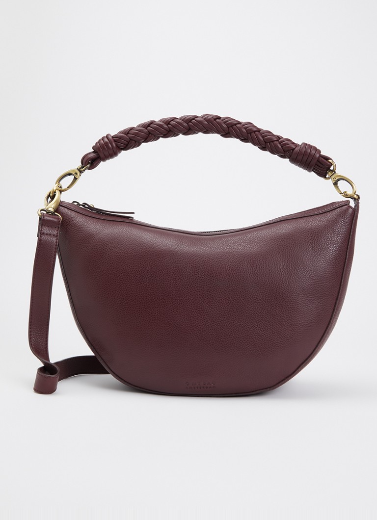 O My Bag Dames Leo Maxi Twisted schoudertas van leer met afneembare schouderriem in de kleur Bordeauxrood, maat: 1SZ