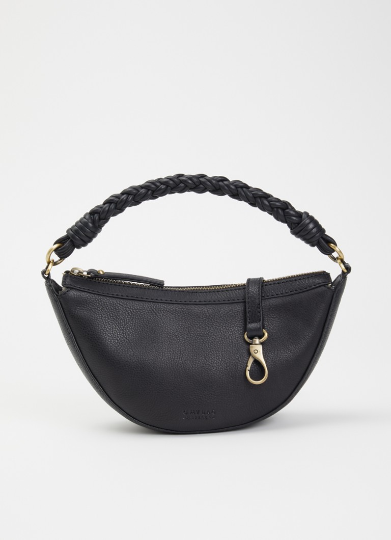 O My Bag Dames Leo Mini handtas van leer met afneembare schouderriem in de kleur Zwart, maat: 1SZ