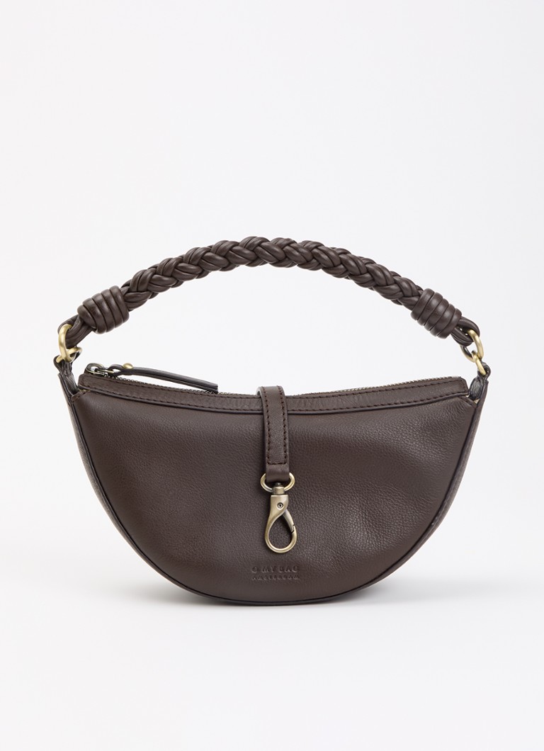 O My Bag Dames Leo Mini handtas van leer met afneembare schouderriem in de kleur Chocoladebruin, maat: 1SZ