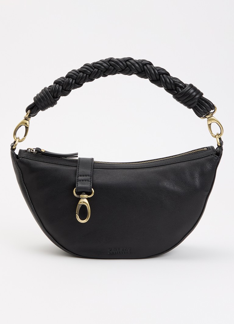 O My Bag Dames Leo schoudertas van leer met gevlochten detail in de kleur Zwart, maat: 1SZ