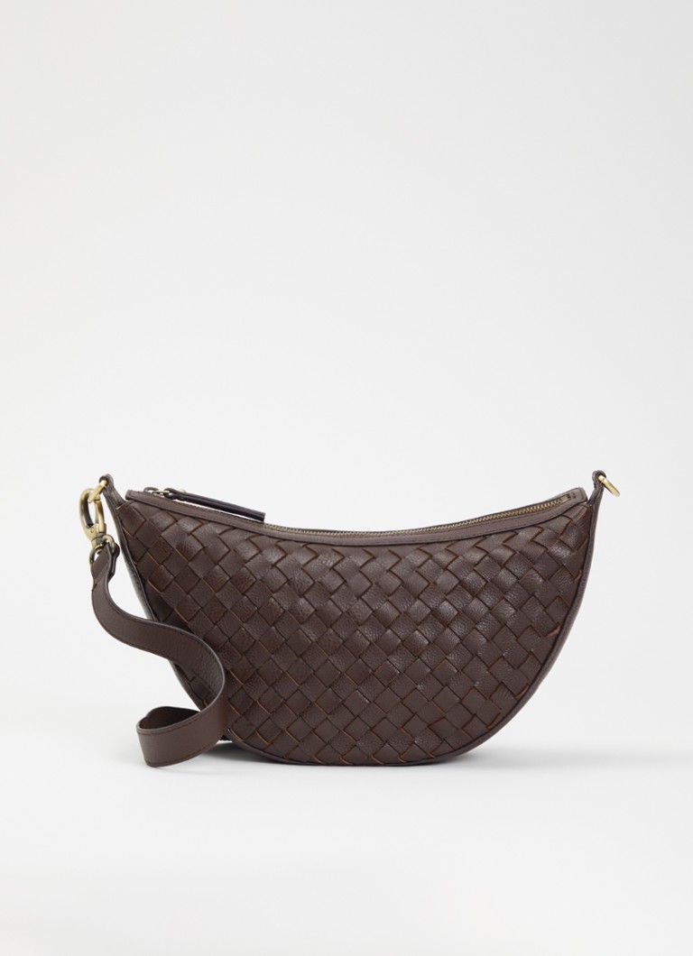 O My Bag Dames Leo schoudertas van leer met verstelbare schouderband in de kleur Chocoladebruin, maat: 1SZ
