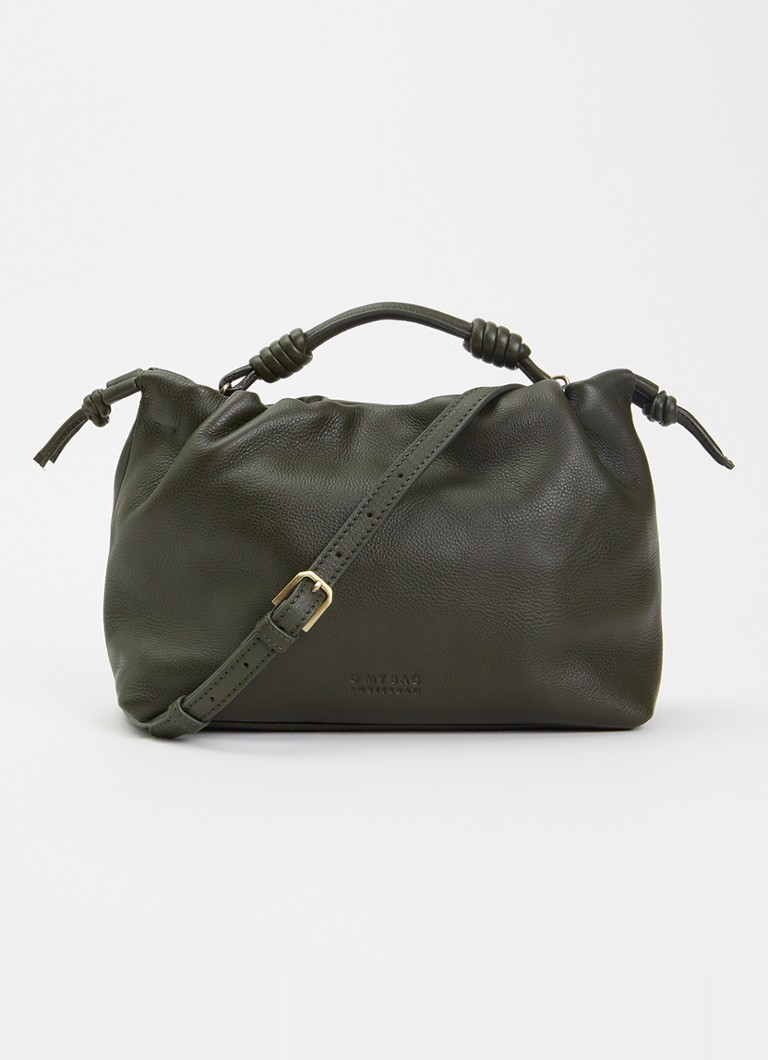 O My Bag Dames Kiki Midi handtas van leer met afneembare schouderriem in de kleur Mosgroen, maat: 1MAAT