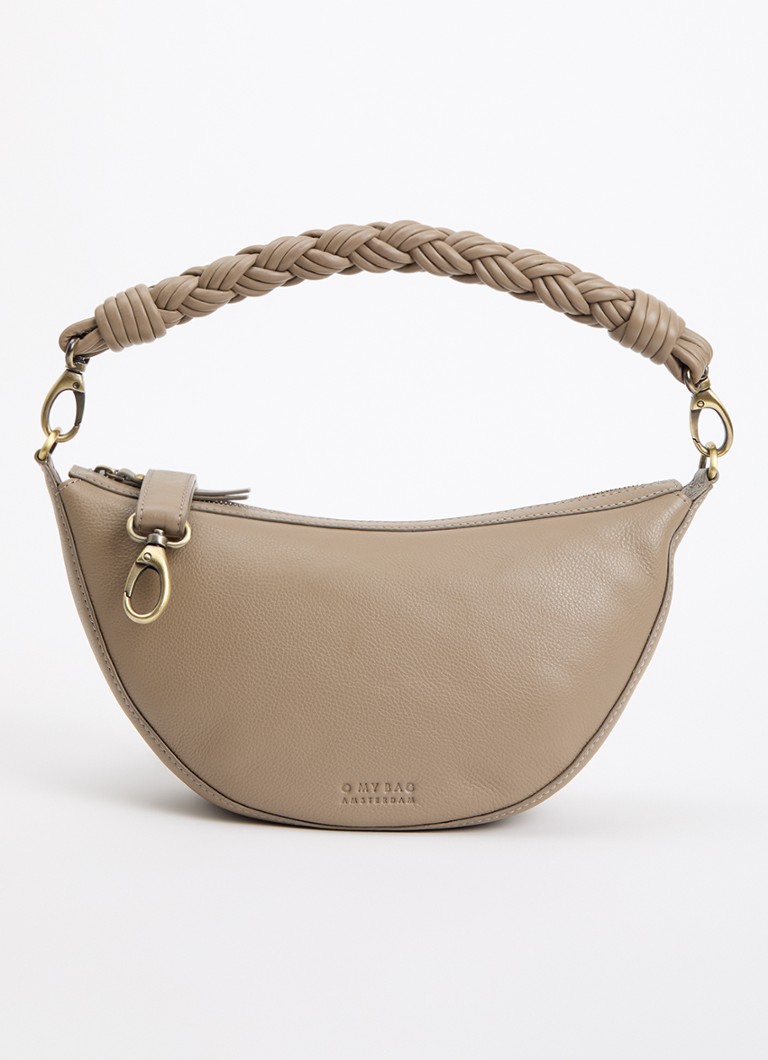 O My Bag Dames Leo Midi schoudertas van leer met afneembare schouderriem in de kleur Donkerbeige, maat: 1MAAT