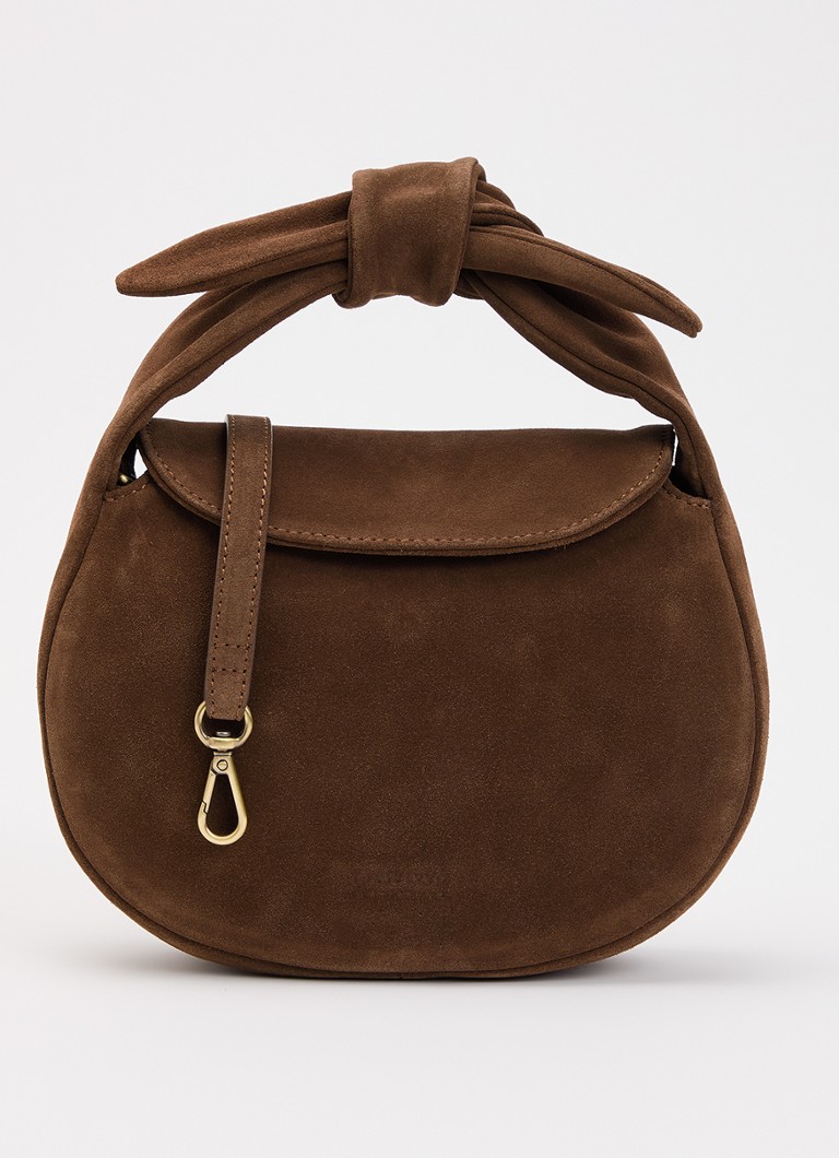 O My Bag Dames Coco Croissant handtas van suède met afneembare schouderiem in de kleur Donkerbruin, maat: 1MAAT