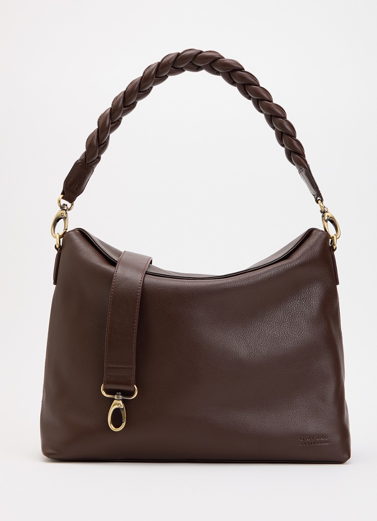 O My Bag Dames Sienna schoudertas van leer met afneembare schouderriem in de kleur Chocoladebruin, maat: 1MAAT