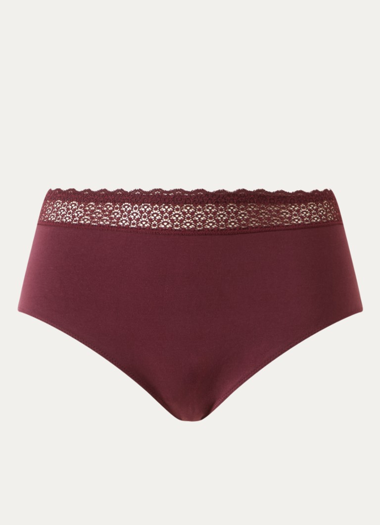 Triumph Dames Feel of Modal hipster met kant in de kleur Bordeauxrood, maat: XL