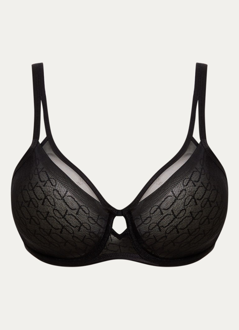 Triumph Dames Signature Sheer minimizer beugel bh van mesh met print in de kleur Zwart, maat: F80