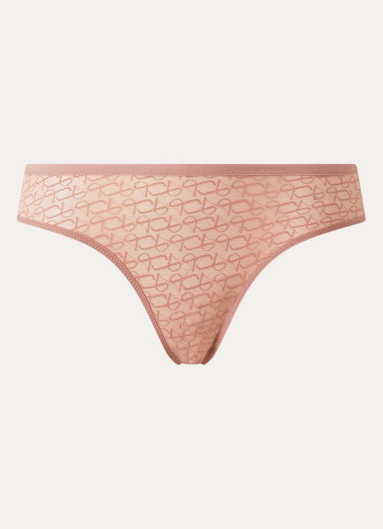Triumph Dames Signature slip van mesh met logoprint in de kleur Roestbruin, maat: 44