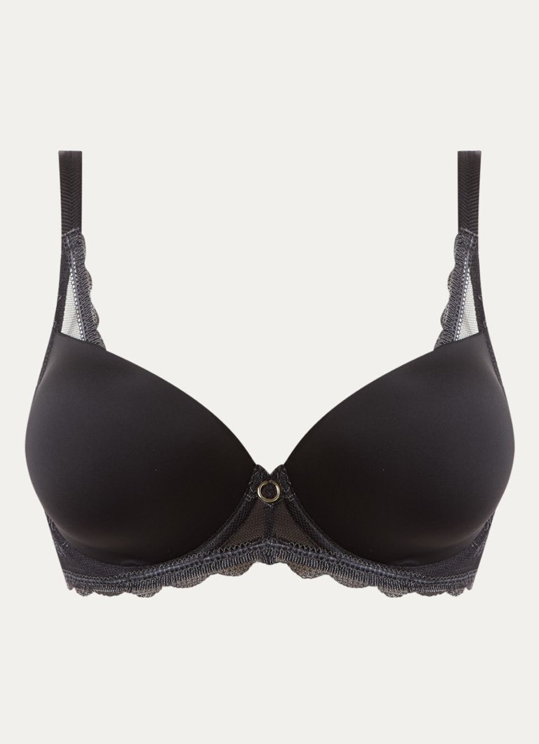 Triumph Dames Comfort Allure voorgevormde T-shirt bh met kant details in de kleur Zwart, maat: B90