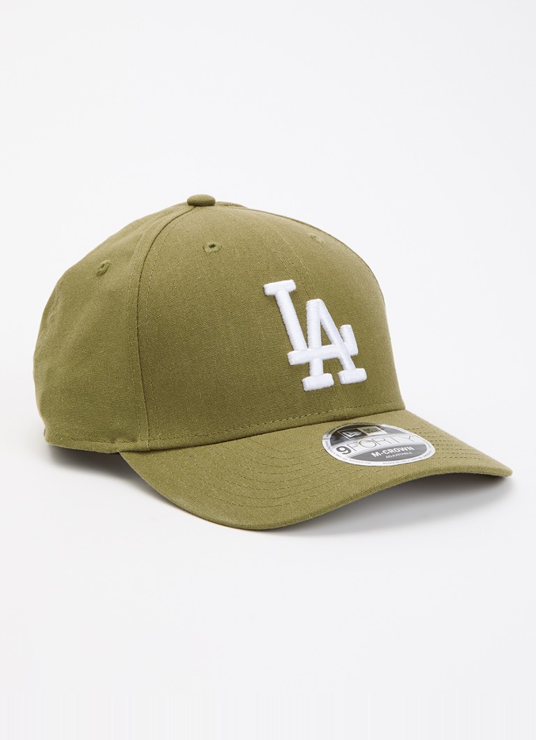 New Era Heren 9Forty pet in linnenblend met logoborduring in de kleur Mosgroen, maat: OS