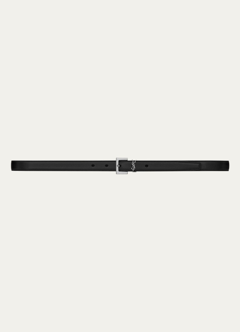 Saint Laurent Dames Narrow Monogram riem van kalfsleer in de kleur Zwart