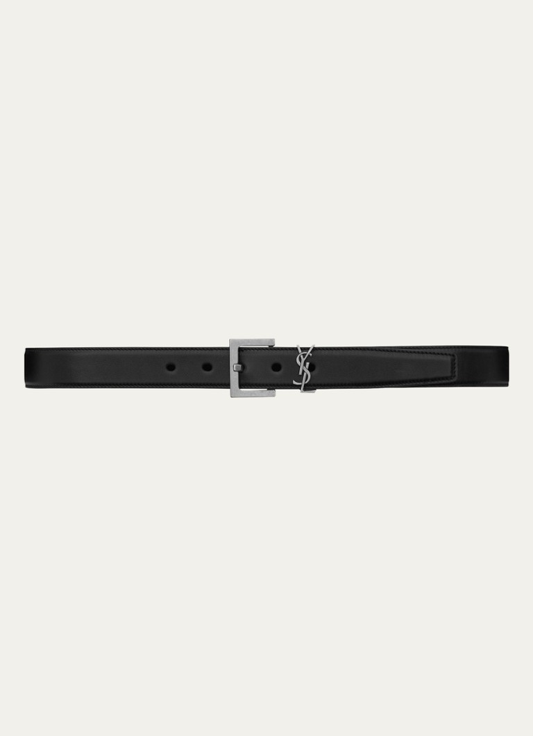 Saint Laurent Dames Monogram riem van kalfsleer in de kleur Zwart