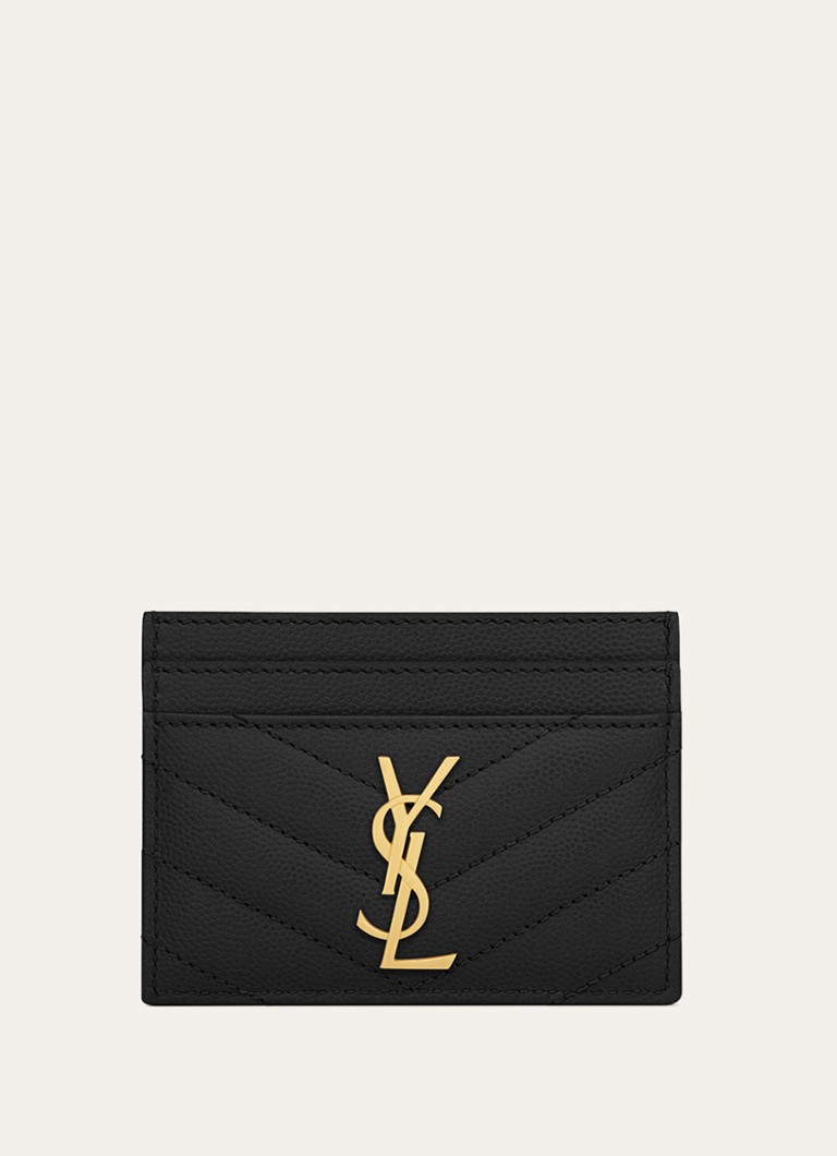 Saint Laurent Dames Cassandre pasjeshouder van quilted kalfsleer in de kleur Zwart