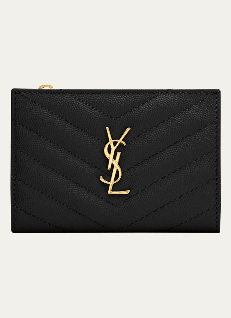 Saint Laurent Dames Cassandre portemonnee van quilted kalfsleer in de kleur Zwart