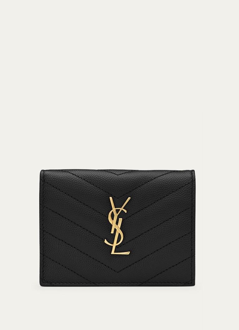 Saint Laurent Dames Cassandre portemonnee van quilted kalfsleer in de kleur Zwart