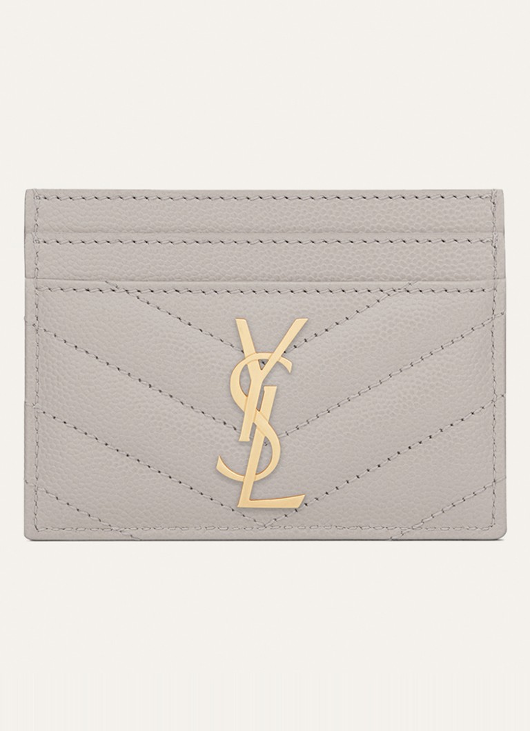 Saint Laurent Dames Cassandre pasjeshouder van kalfsleer in de kleur Gebroken wit
