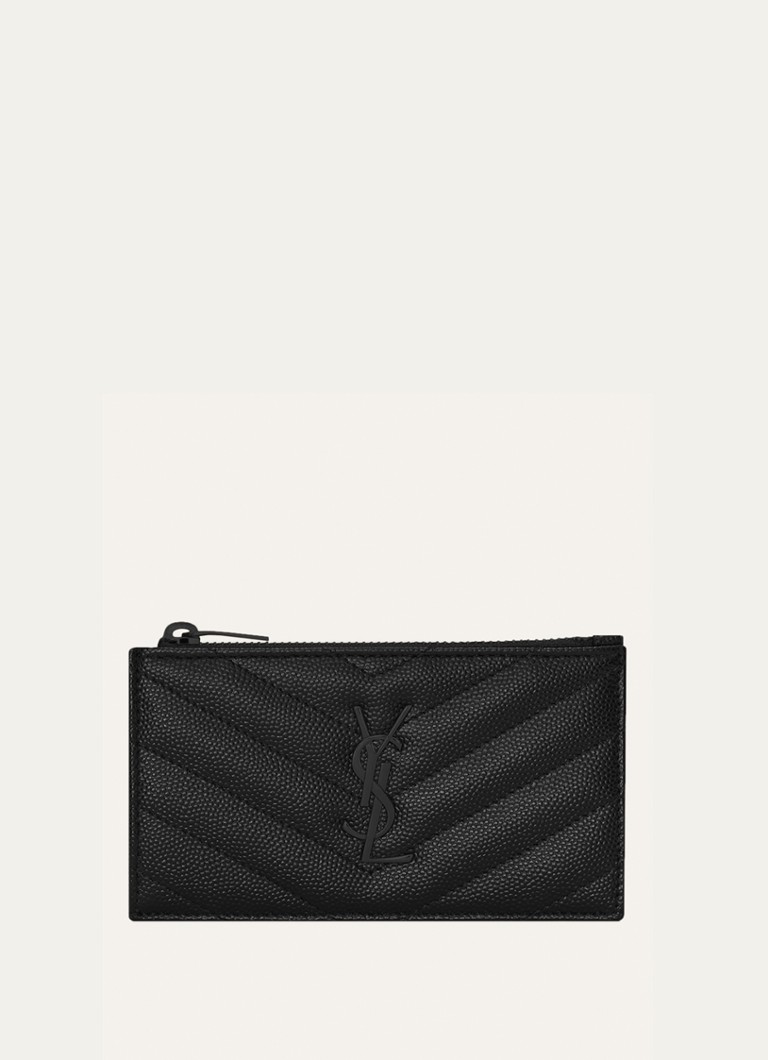 Saint Laurent Dames Cassandre pasjeshouder van quilted kalfsleer in de kleur Zwart