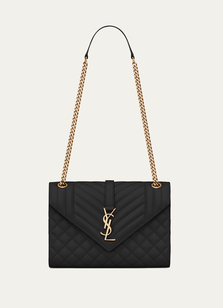 Saint Laurent Dames Envelope Medium schoudertas van kalfsleer in de kleur Zwart