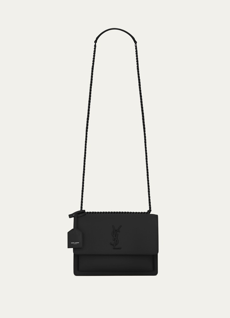 Saint Laurent Dames Sunset Medium schoudertas van kalfsleer in de kleur Zwart
