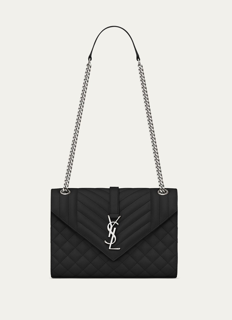 Saint Laurent Dames Envelope Medium schoudertas van kalfsleer in de kleur Zwart