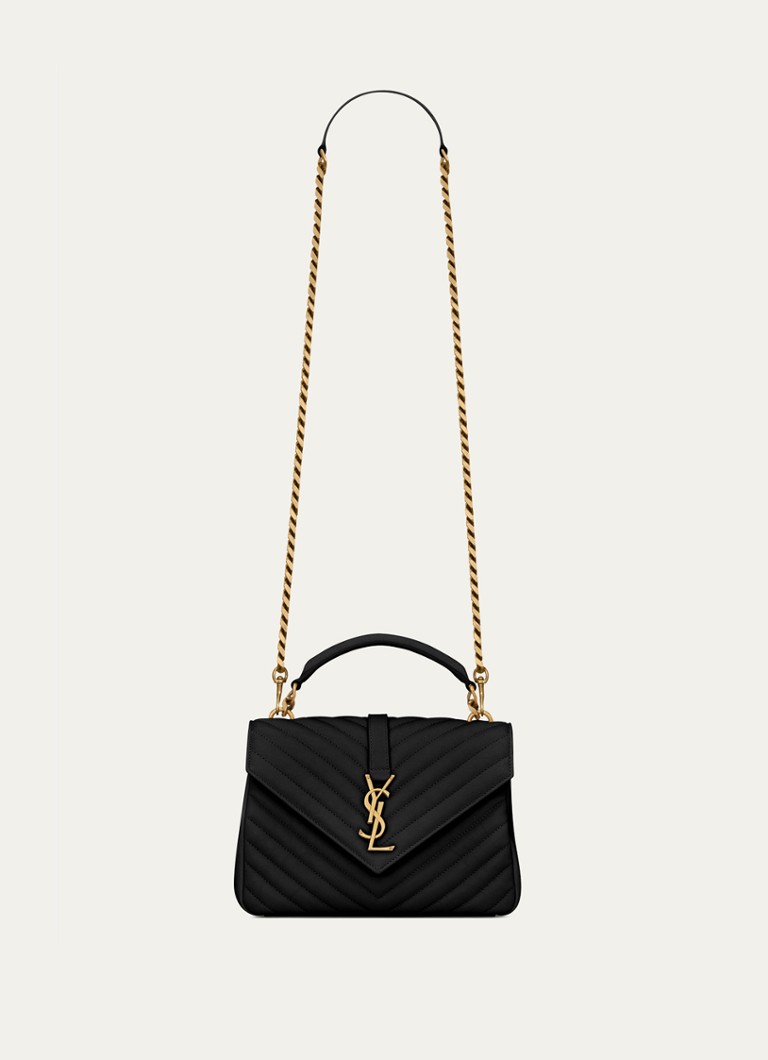 Saint Laurent Dames College Medium crossbodytas van quilted kalfsleer in de kleur Zwart