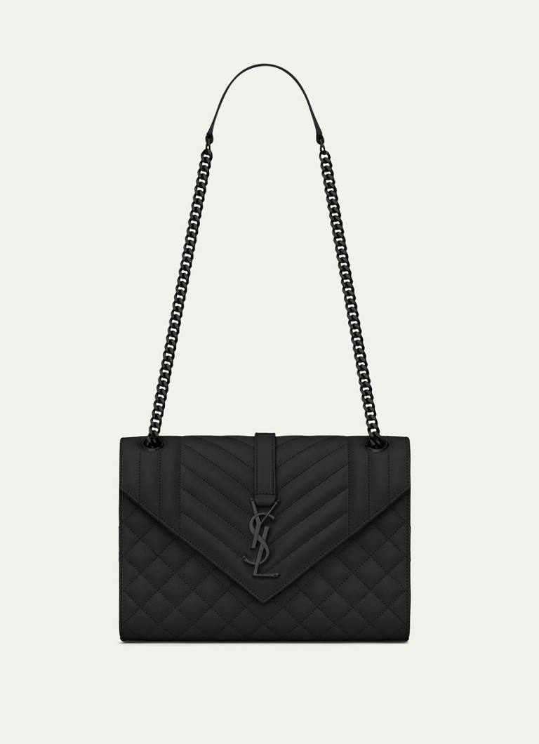 Saint Laurent Dames Envelope Medium schoudertas van kalfsleer in de kleur Zwart