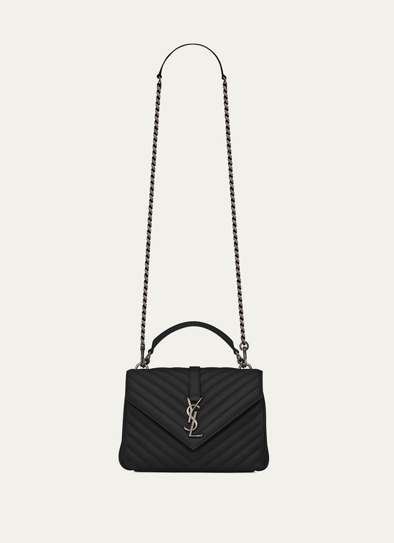 Saint Laurent Dames College Medium crossbodytas van kalfsleer in de kleur Zwart