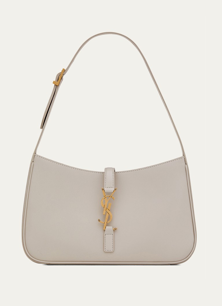 Saint Laurent Dames Le 5 À 7 schoudertas van kalfsleer in de kleur Donkerbeige