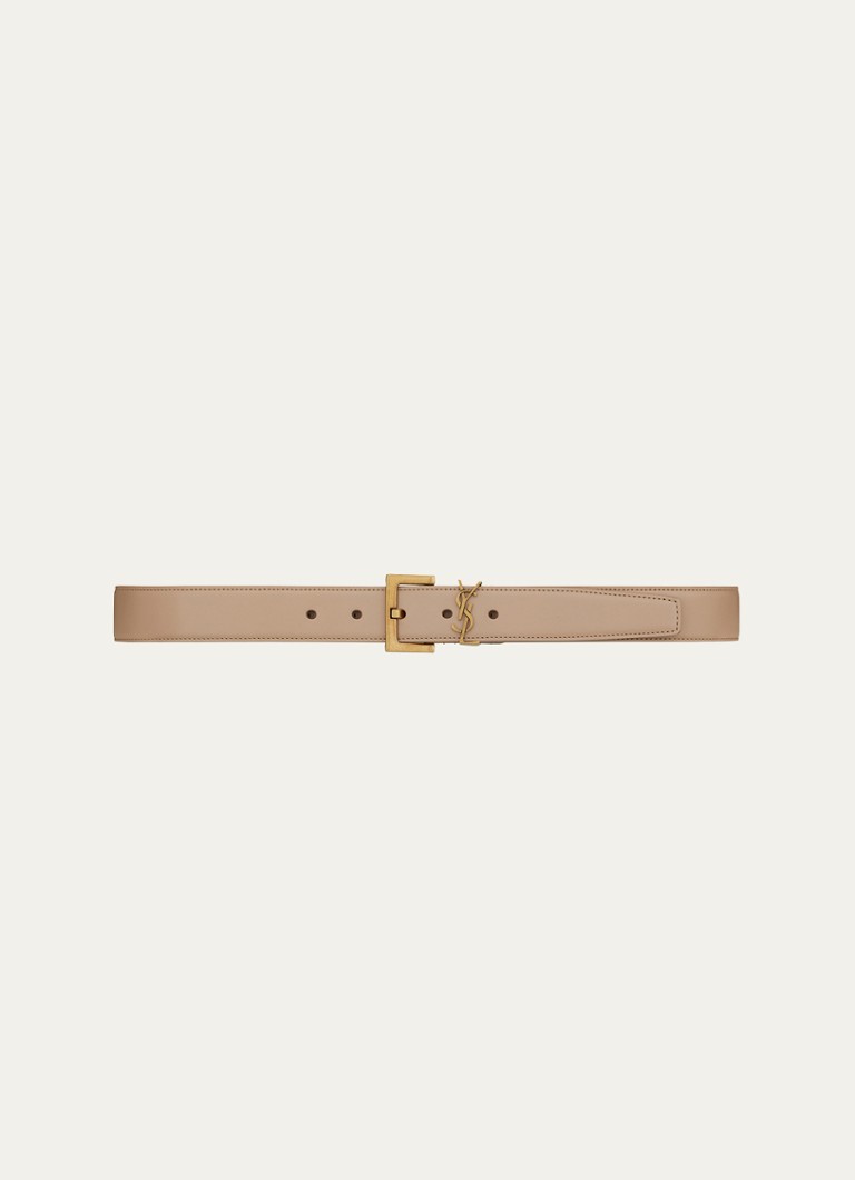 Saint Laurent Dames Cassandre riem van kalfsleer in de kleur Lichtbruin