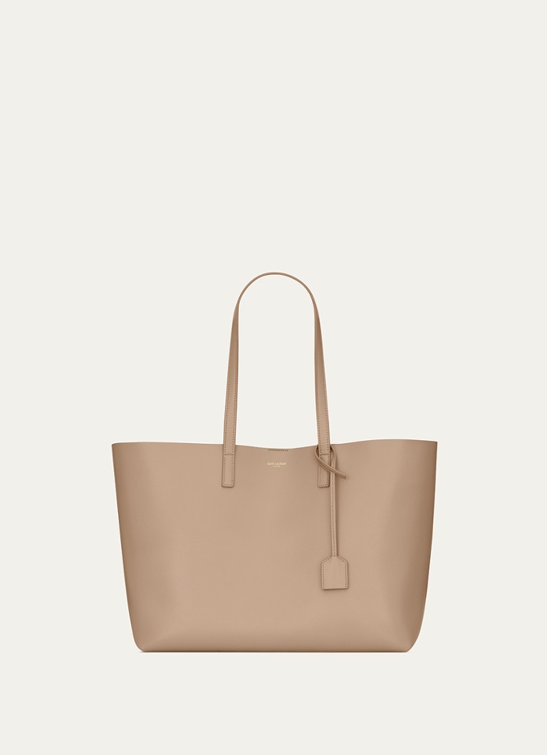 Saint Laurent Dames E/W shopper van kalfsleer in de kleur Beige