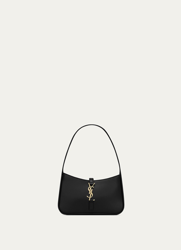 Saint Laurent Dames Le 5 À 7 Mini Hobo schoudertas van kalfsleer in de kleur Zwart