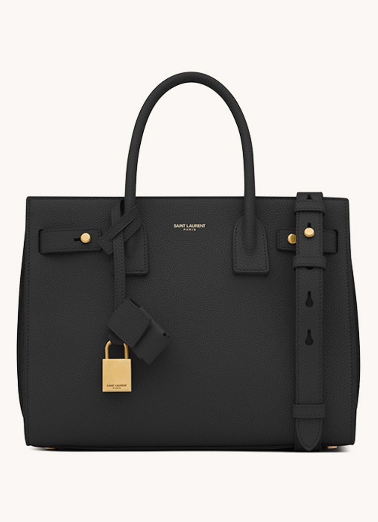Saint Laurent Dames Sac De Jour Supple Baby handtas van kalfsleer in de kleur Zwart
