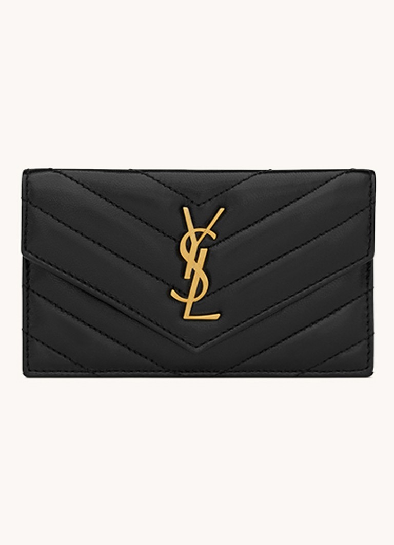 Saint Laurent Dames Cassandre Matelassé portemonnee van quilted kalfsleer in de kleur Zwart