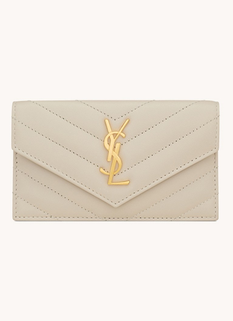 Saint Laurent Dames Cassandre Matelassé portemonnee van quilted kalfsleer in de kleur Creme