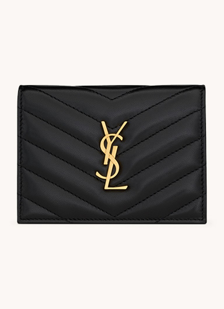 Saint Laurent Dames Cassandre Matelassé portemonnee van quilted kalfsleer in de kleur Zwart
