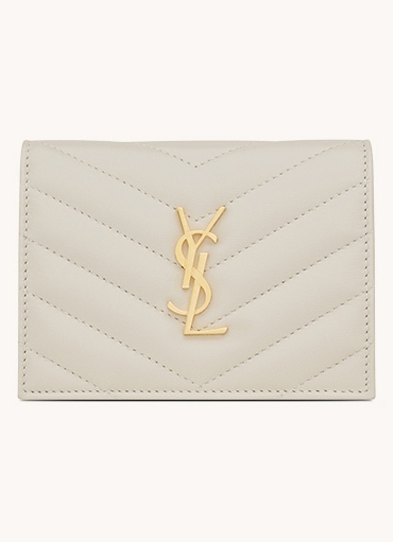 Saint Laurent Dames Cassandre Matelassé portemonnee van quilted kalfsleer in de kleur Creme