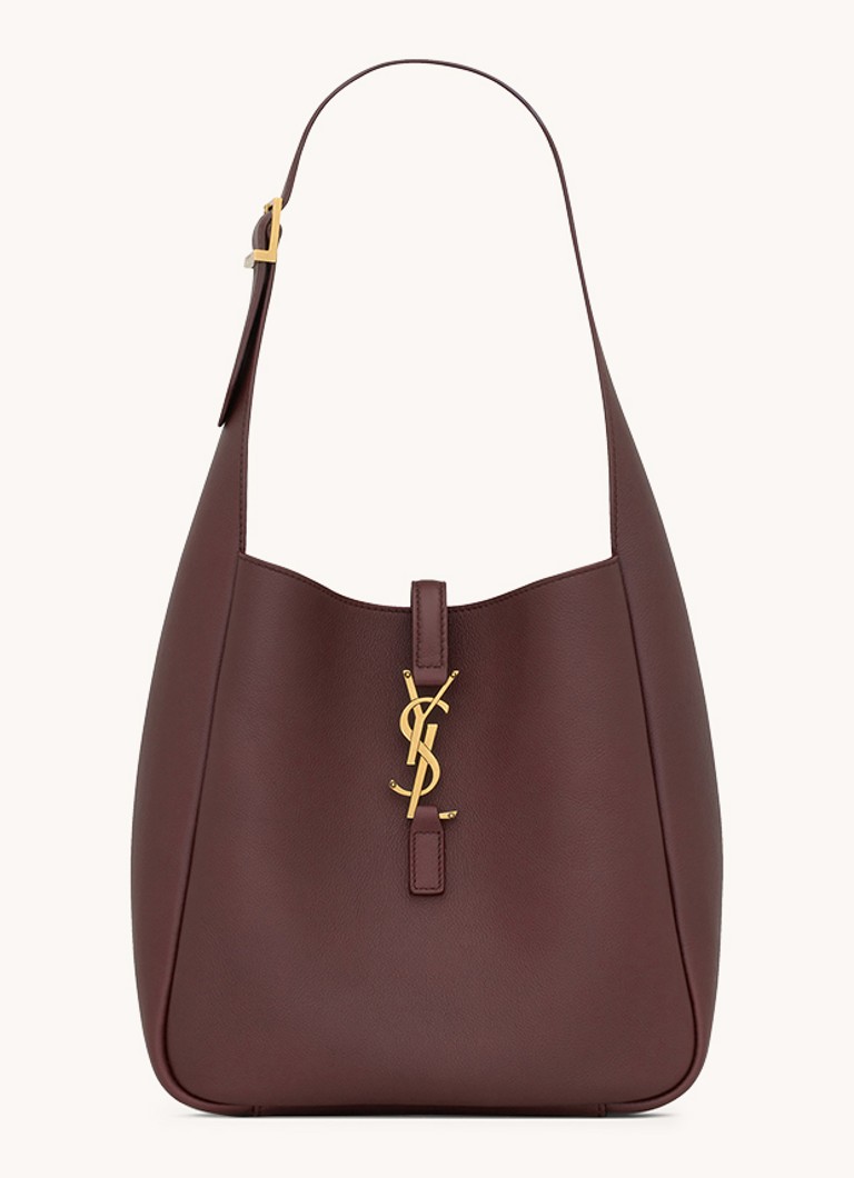 Saint Laurent Dames Le 5 à 7 Small schoudertas van kalfsleer in de kleur Aubergine