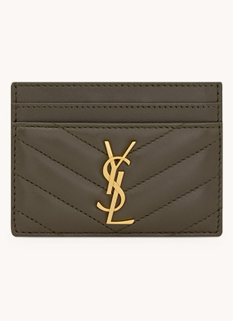Saint Laurent Dames Cassandre Matelassé pasjeshouder van quilted lamsleer in de kleur Bronsgroen