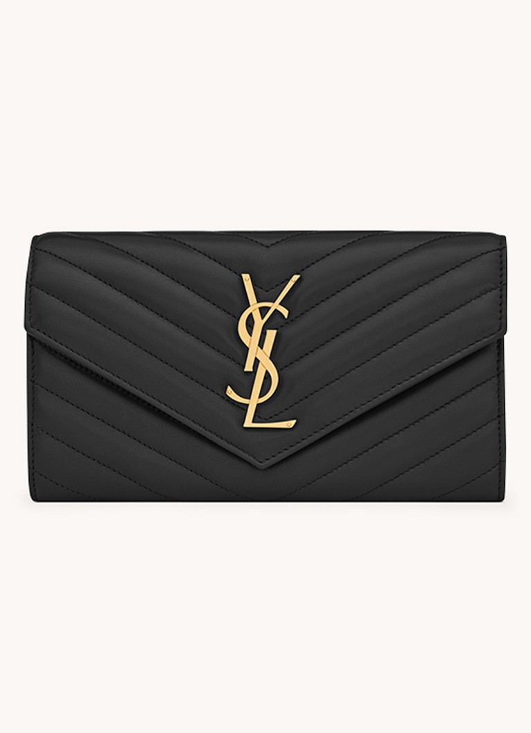 Saint Laurent Dames Cassandre Matelassé portemonnee van lamsleer in de kleur Zwart