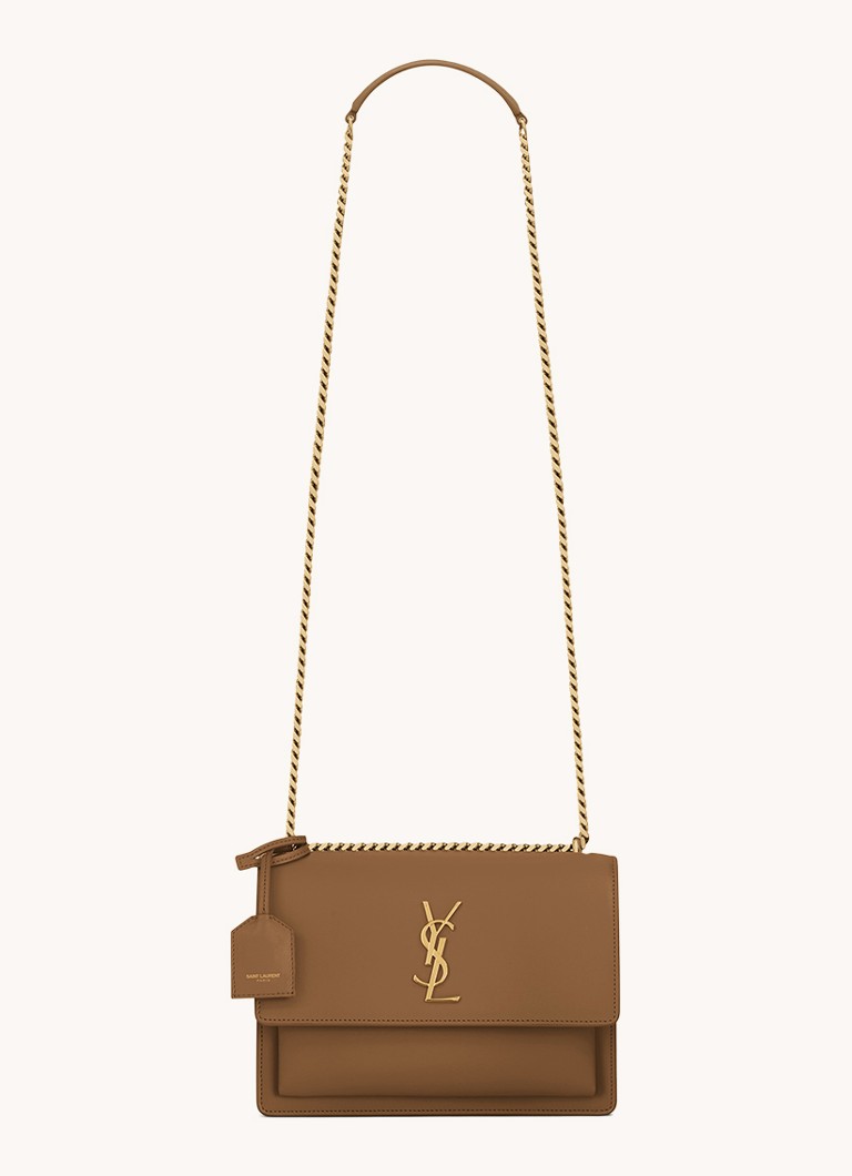 Saint Laurent Dames Sunset Medium schoudertas van kalfsleer in de kleur Bruin
