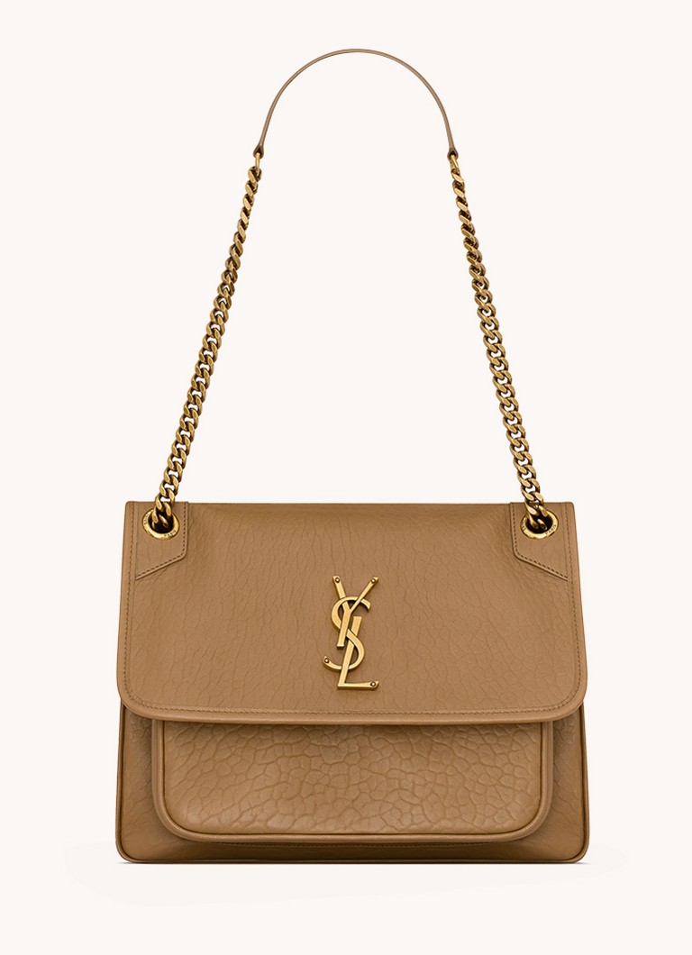 Saint Laurent Dames Niki Medium schoudertas van lamsleer in de kleur Bruin