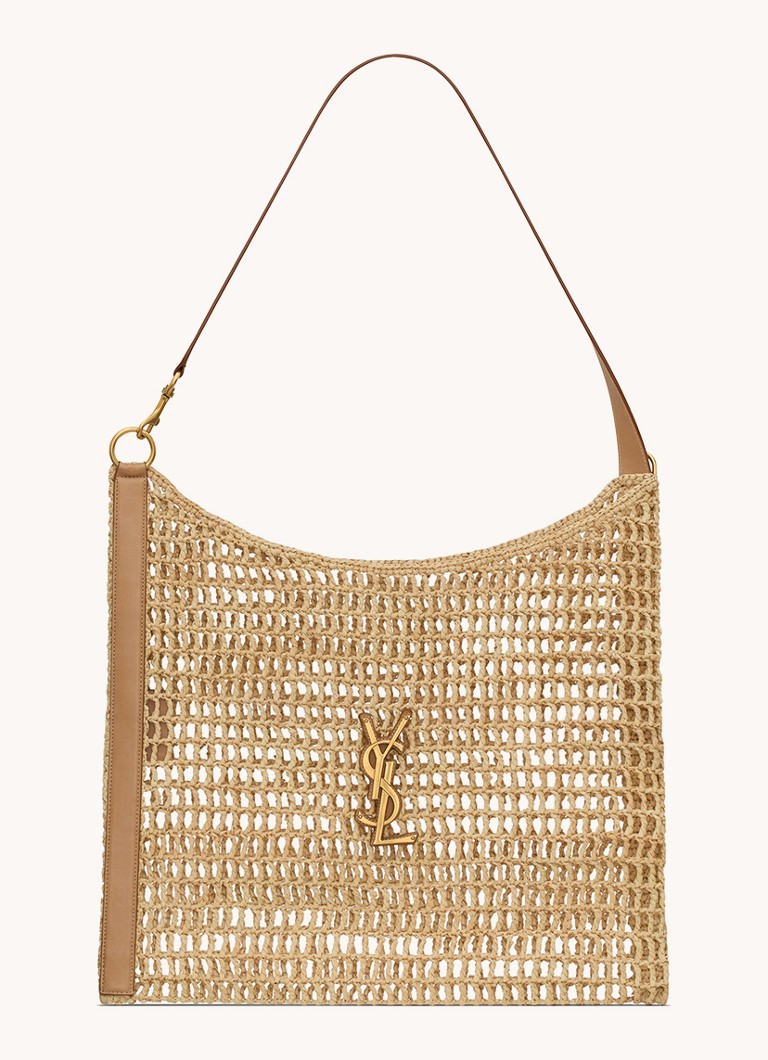 Saint Laurent Dames Oxalis schoudertas met logo in de kleur Naturel